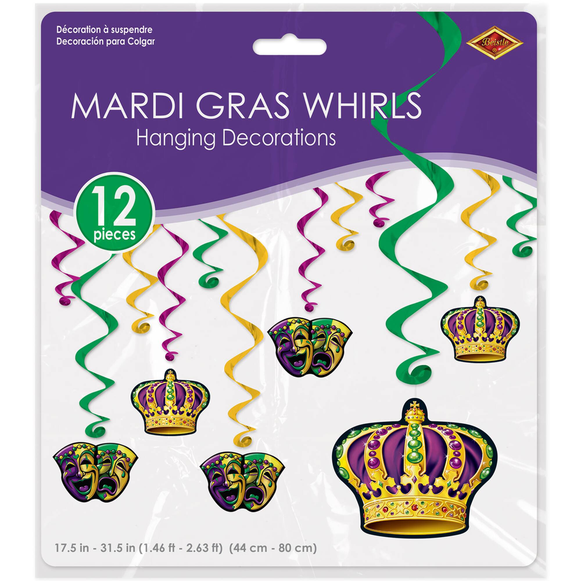 Beistle Mardi Gras Whirls, 12ct.